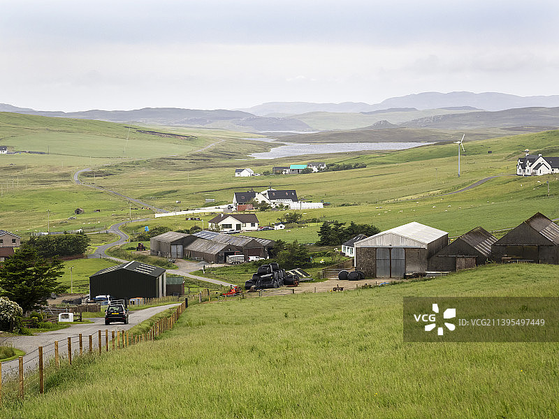 英国苏格兰设得兰群岛主岛上的特瓦特村庄图片素材