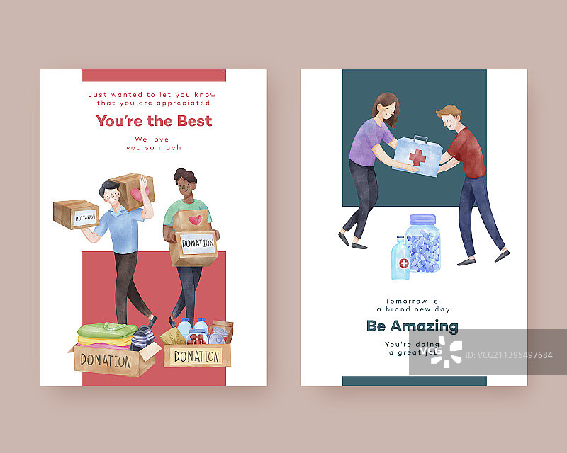 人道主义援助难民卡片模板图片素材