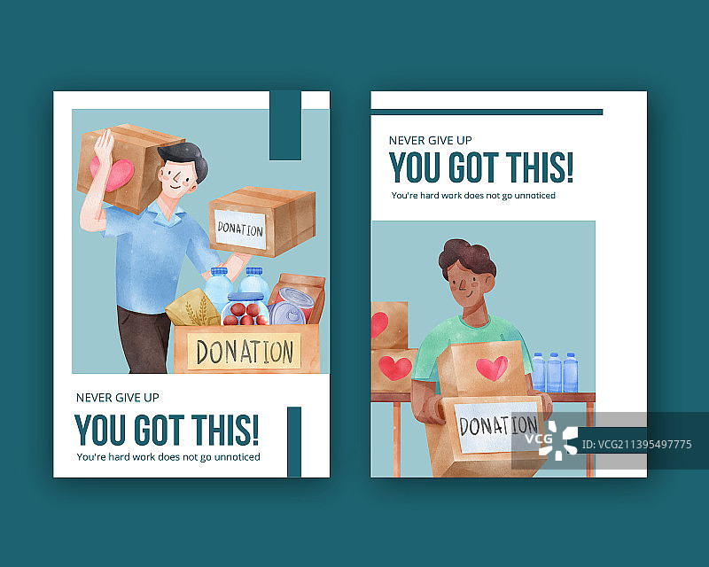 人道主义援助难民卡片模板图片素材