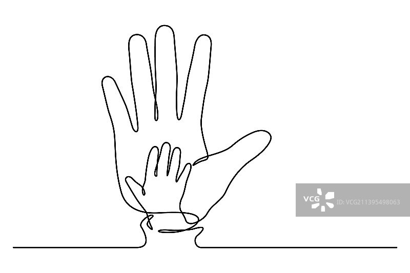 婴儿和大人手掌线稿图图片素材