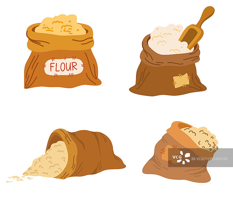 面粉袋和小麦穗套装图片素材