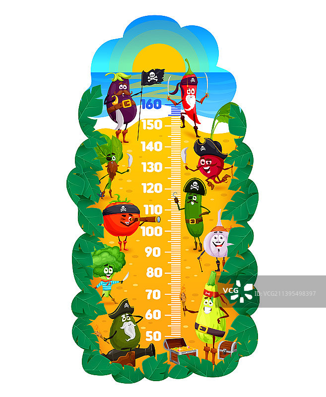 海盗蔬菜儿童身高表图片素材
