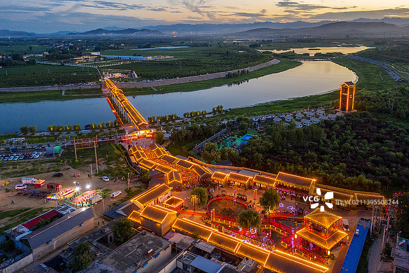 石家庄元氏汉风小镇夜色图片素材