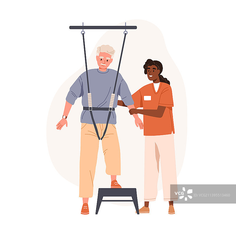 老年人学习重新走路图片素材