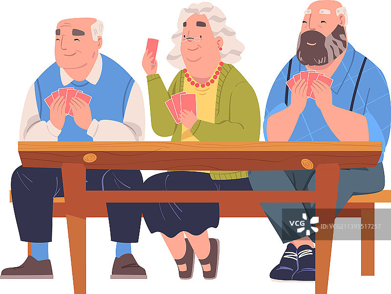 老年夫妇朋友玩纸牌游戏图片素材