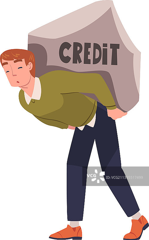 房贷压力：男人背负巨石图片素材