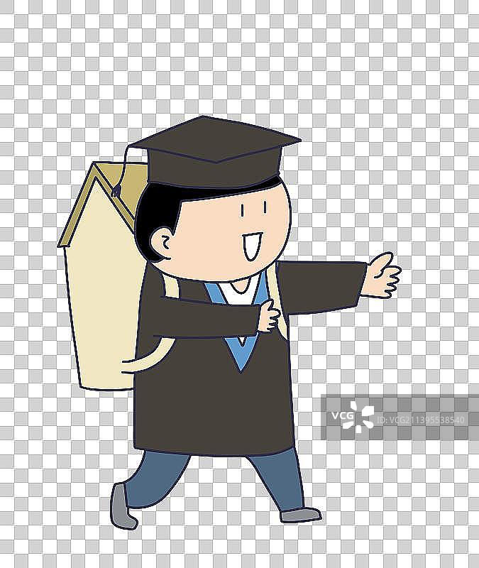 元素：背着房子的毕业生图片素材