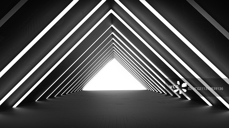 黑色科技未来三维霓虹发光隧道背景图片素材