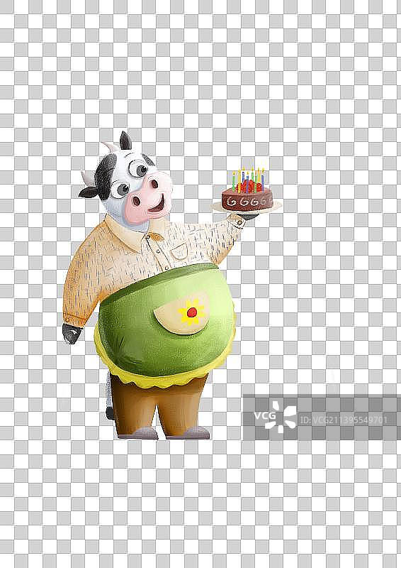 动物牛端蛋糕站立图图片素材