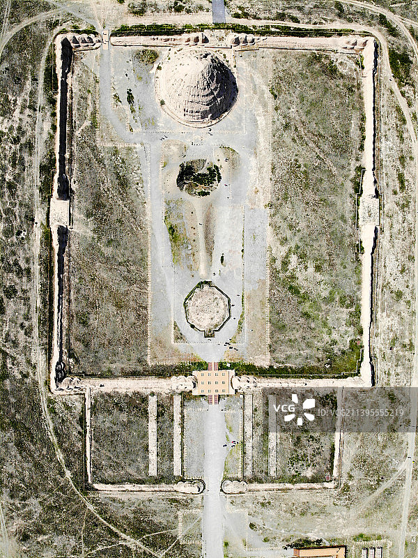 航拍宁夏银川西夏王陵 三号帝王陵园（泰陵） 西夏文化遗址 帝王陵园图片素材