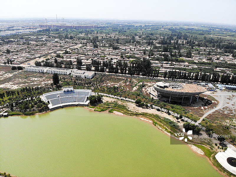 航拍宁夏银川中华回乡文化园 永宁文化园 回族民俗文化展示景区图片素材