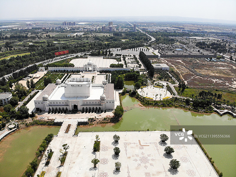 航拍宁夏银川中华回乡文化园 永宁文化园 回族民俗文化展示景区图片素材