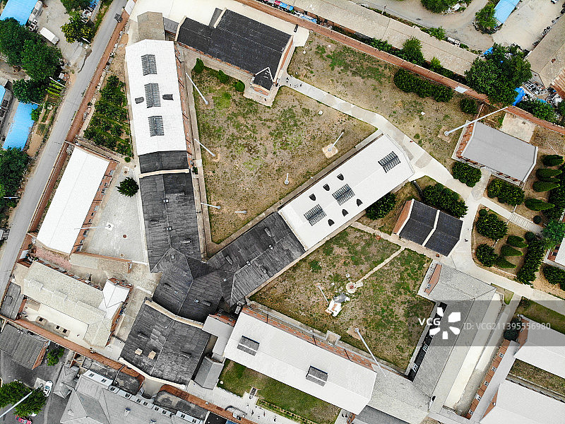 航拍辽宁省大连市旅顺口区旅顺日俄监狱旧址博物馆 历史文物原址展览图片素材