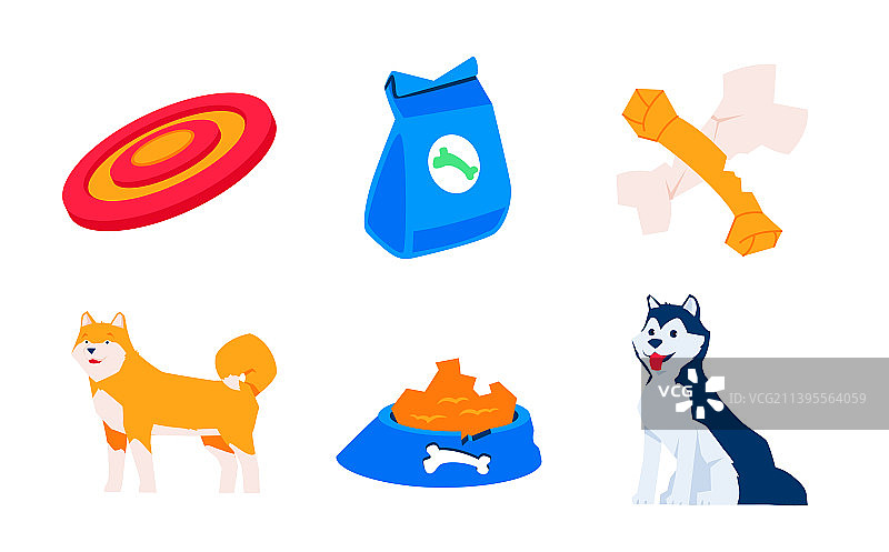 纯种犬营养与护理扁平设计图片素材