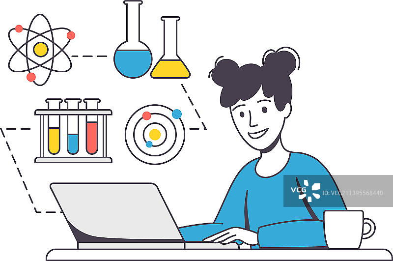 参与在线学习的女学生图片素材