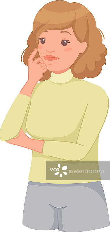 挠头思考的沉思女性角色图片素材
