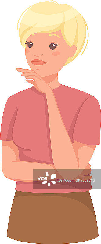 挠头思考的沉思女性角色图片素材