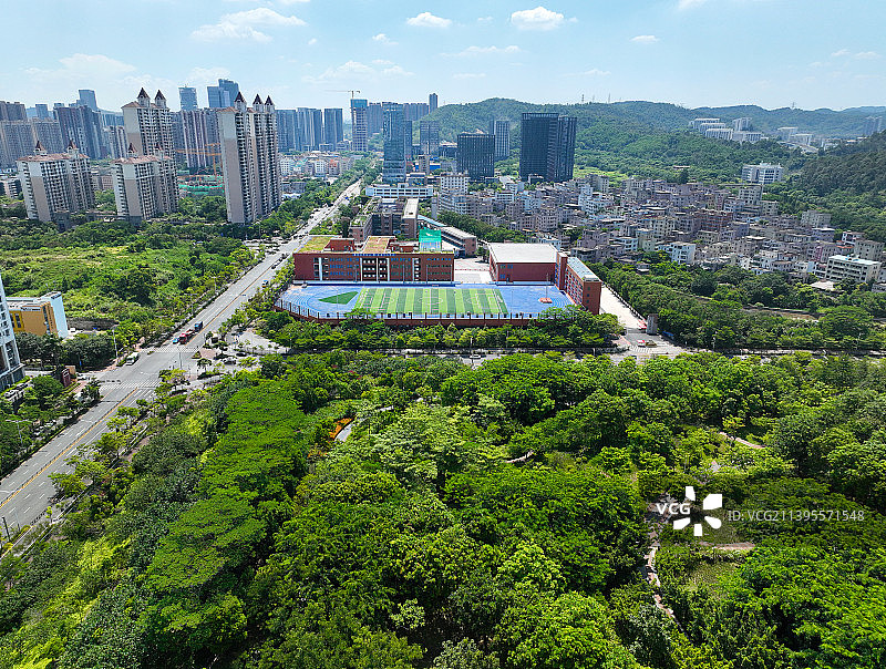 广东省深圳市龙岗区回龙埔公园航拍图片素材