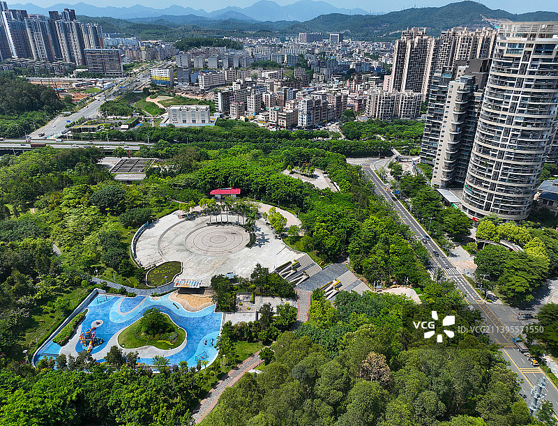广东省深圳市龙岗区回龙埔公园航拍图片素材