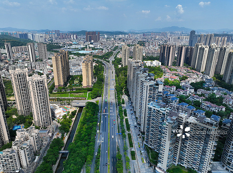 广东省深圳市龙岗区回龙埔公园航拍图片素材