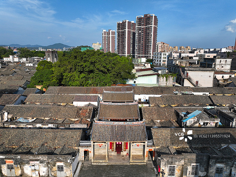 广东省东莞市清溪镇南山曾公祠武帝庙航拍图片素材
