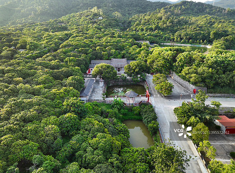 广东省东莞市清溪镇铁场村韩氏围屋茅峯水库航拍图片素材