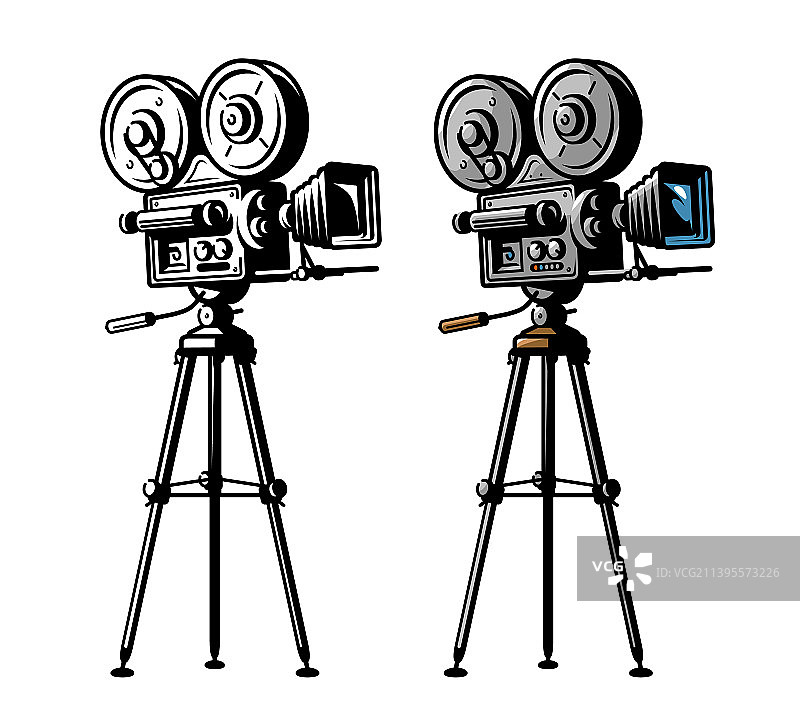 复古视频投影仪和电影摄影机图片素材