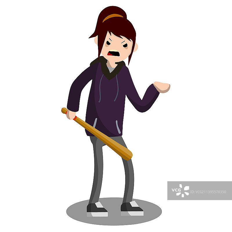 拿着棒球棒勒索钱财的女人图片素材