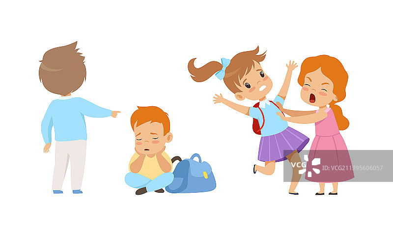 欺凌弱小的男孩和女孩图片素材