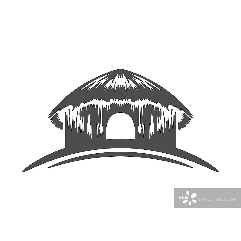 极简主义热带小屋茅草屋顶图片素材