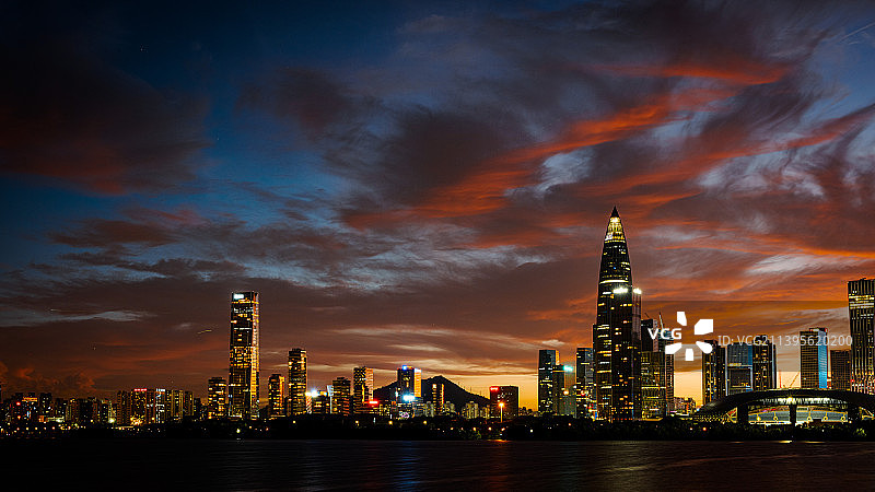 深圳湾晚霞图片素材