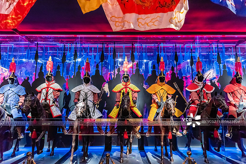 清代满洲八旗兵马模型图片素材