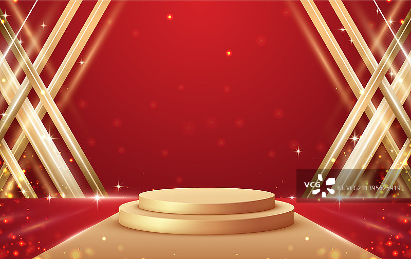 带金色曲线的金色产品展示台图片素材