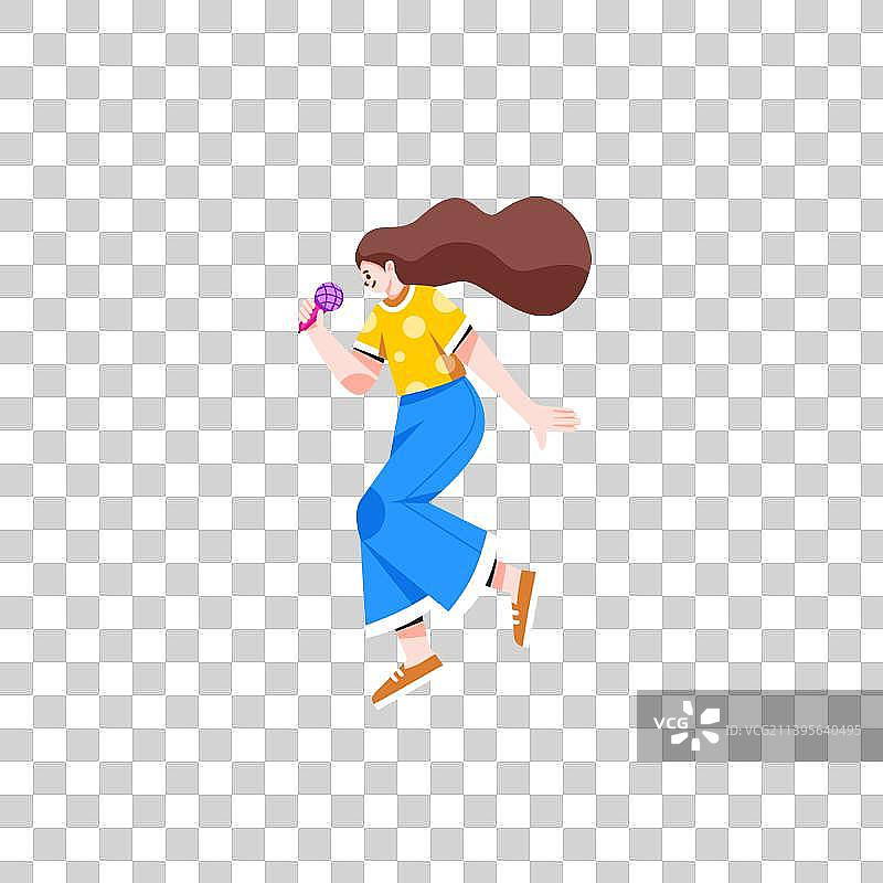 音乐会女生唱歌话筒演唱会扁平插画图片素材