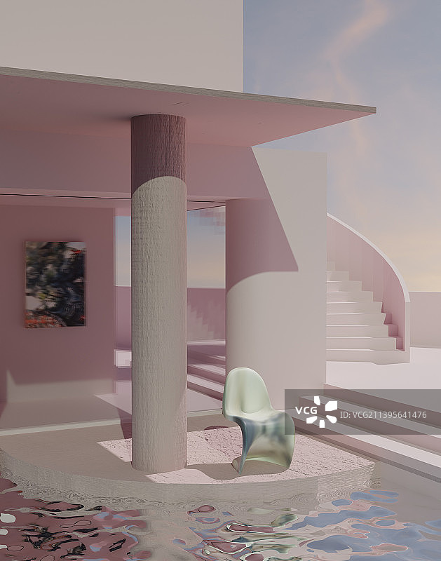 iDSTORE-3D渲染超现实建筑家居场景图片素材