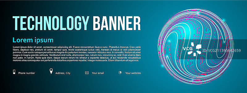 带有线条球和光的技术banner图片素材