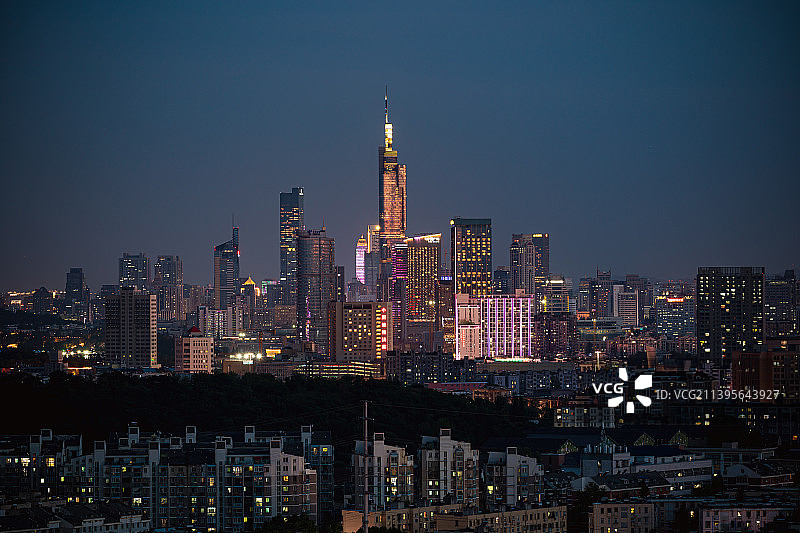 夜晚-幕府山远眺南京图片素材