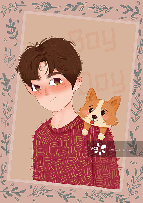 男生插画头像海报图片素材