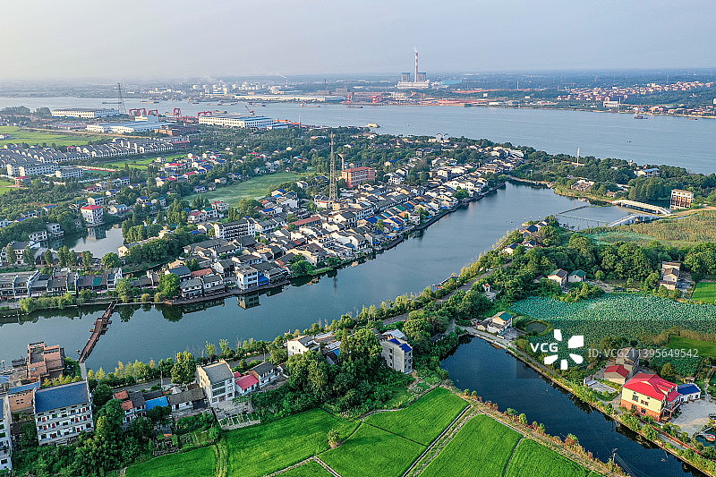 航拍长沙望城区靖港古镇图片素材