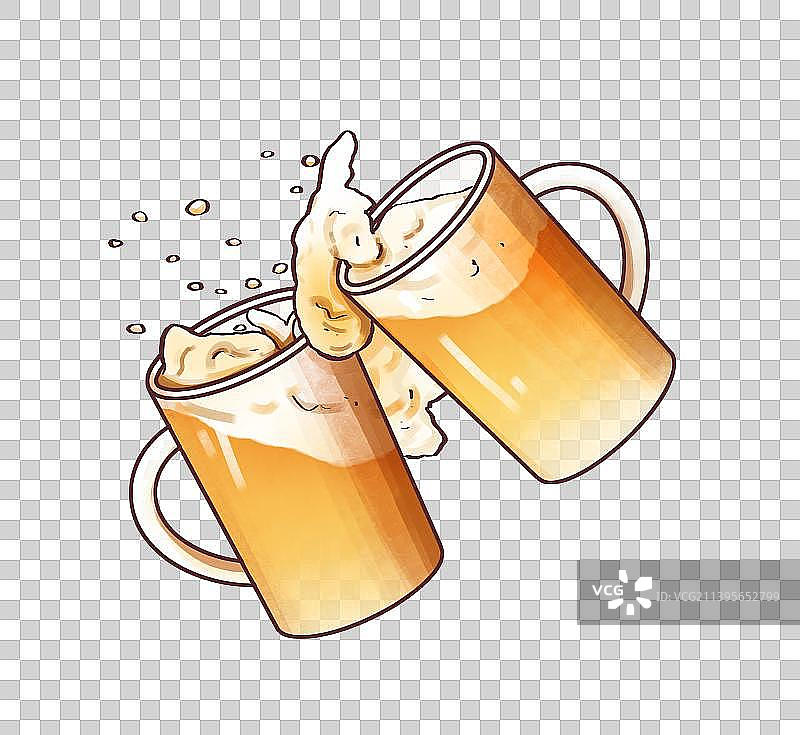 手绘啤酒饮品元素图片素材