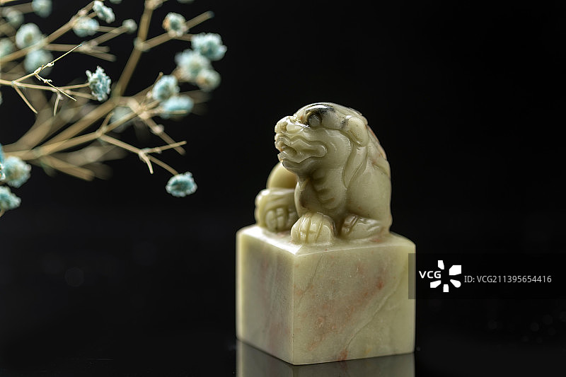 青田石貔貅钮印章篆刻印章石料章料特写图片素材