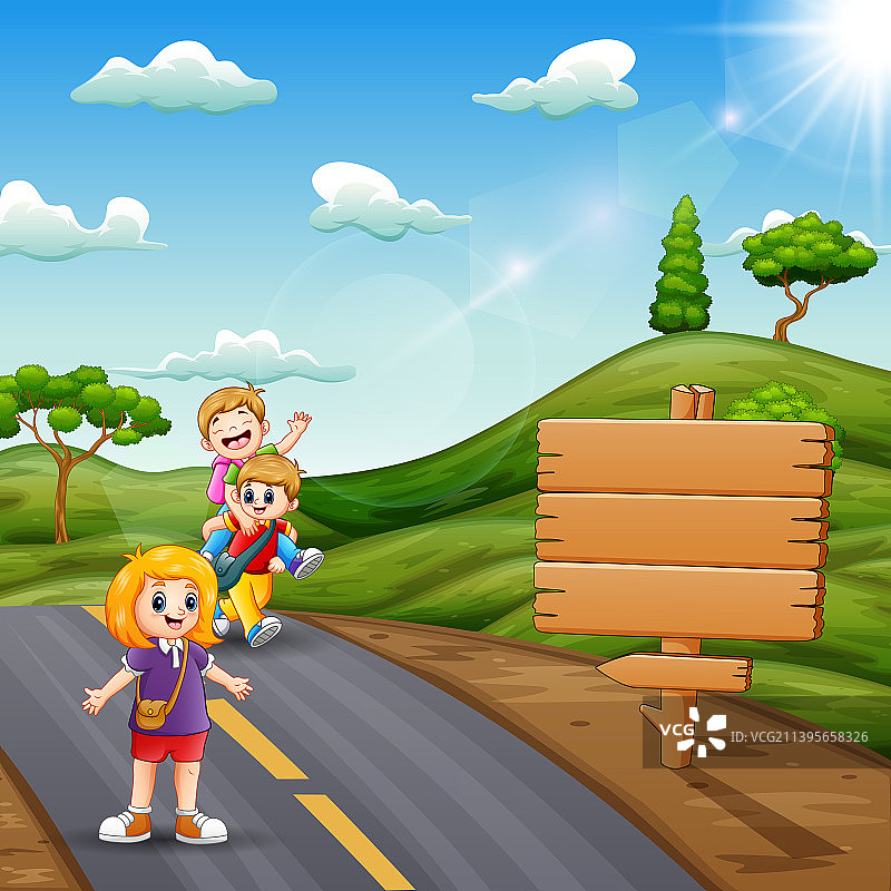 学生们去上学图片素材