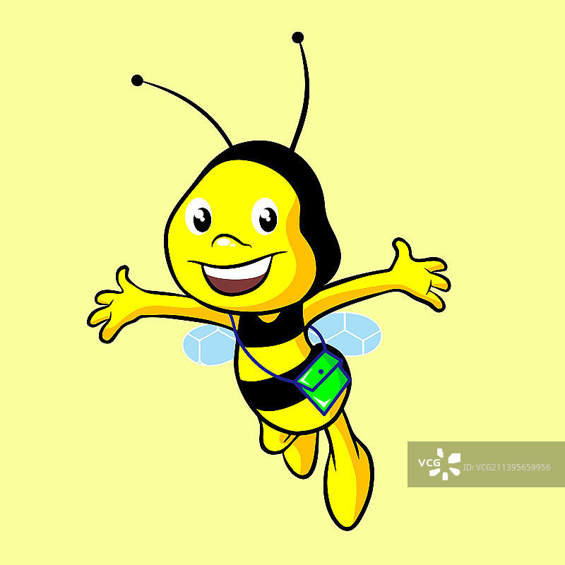 微笑的可爱的蜜蜂角色，简单可爱图片素材