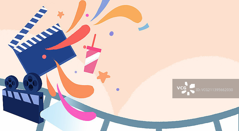 卡通手绘看电影插画图片素材