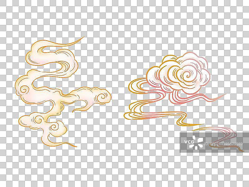 国风祥云云朵插画元素组合图片素材