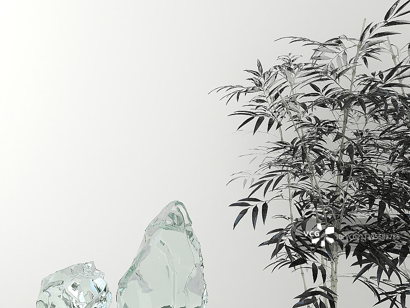 唯美创意竹子与石头图片素材