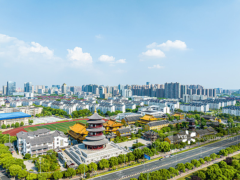 江苏苏州吴江圆通寺航拍图片素材