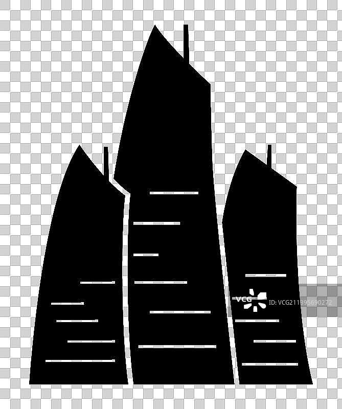 单个建筑剪影外轮廓插画图片素材