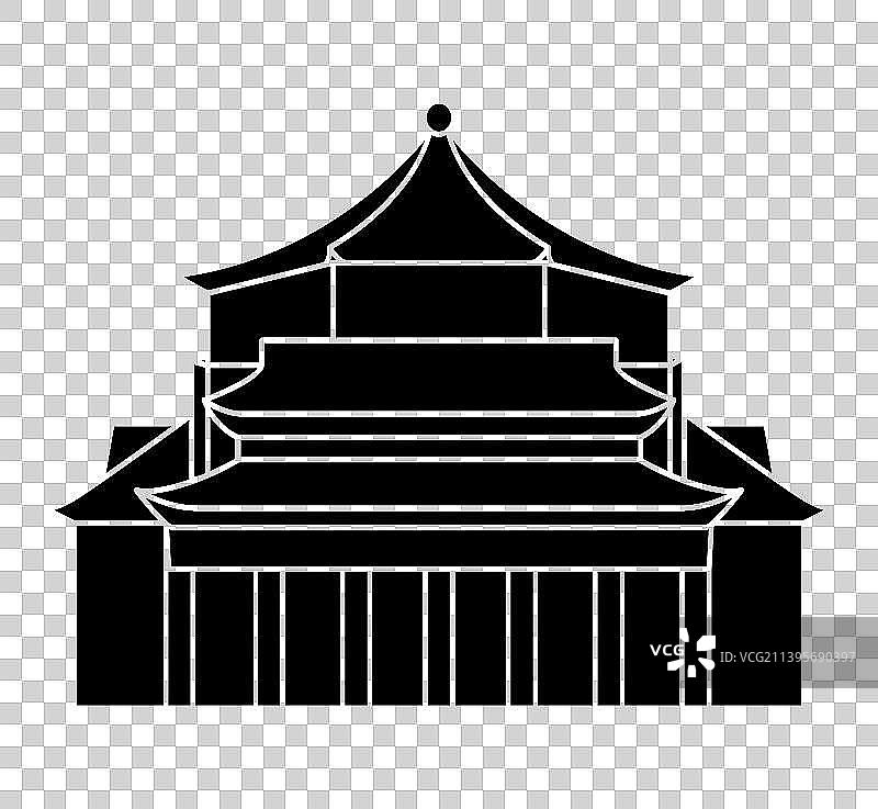 单个建筑剪影外轮廓插画图片素材