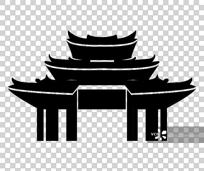 单个建筑剪影外轮廓插画图片素材